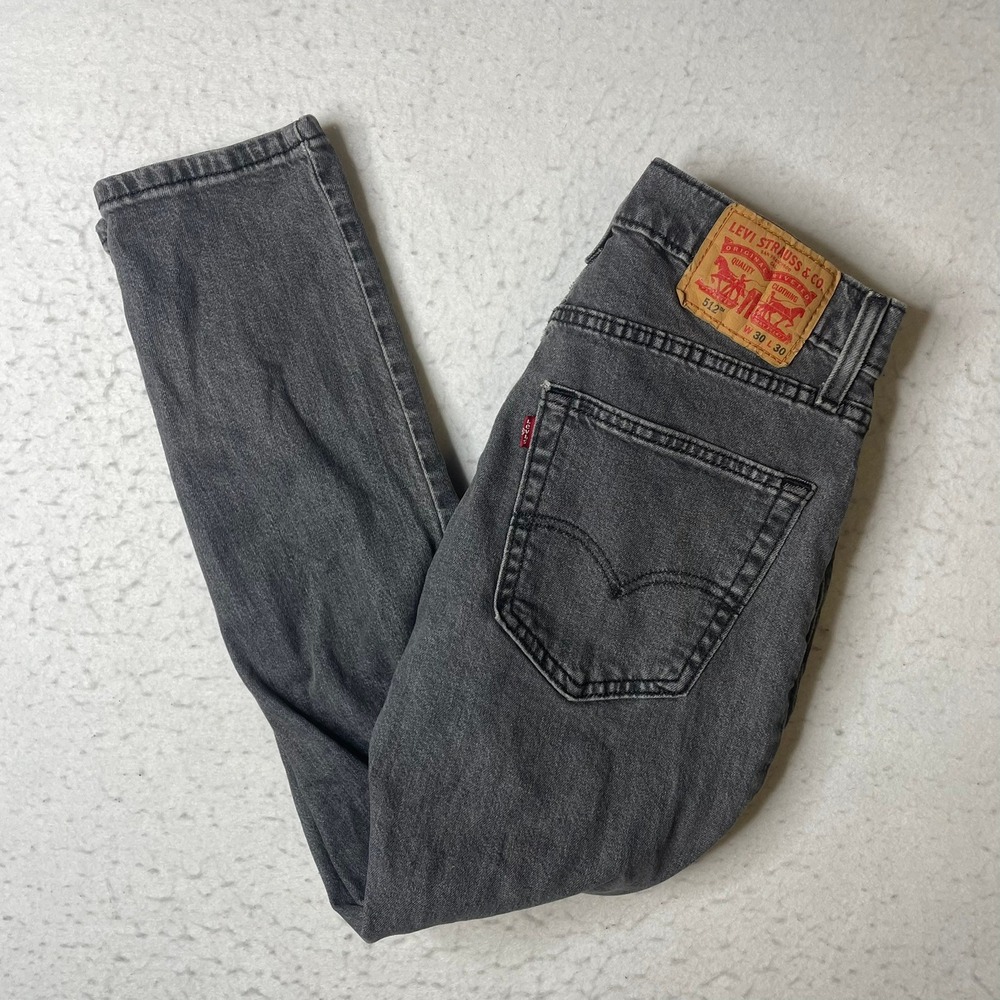 Levis 512 Slim Taper Jeans Mens 30x30 Gray Denim 28833-0683‎ Stretch Pants